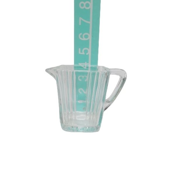 Vintage Small Ribbed Pitcher Clear Glass Heavy - Picture 1 of 2